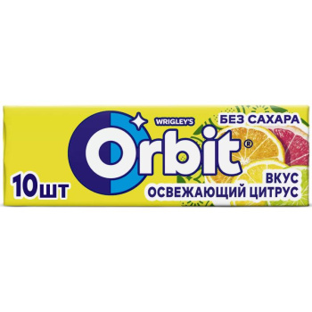 Жевательная резинка Orbit вкус Освежающий цитрус без сахара, 13,6г