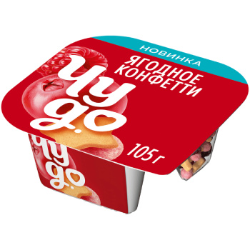 Йогурт вязкий живой Чудо Ягодное конфетти 4% БЗМЖ, 100г