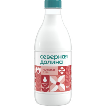 Молоко Северная долина пастеризованное питьевое 3,2% БЗМЖ, 900г