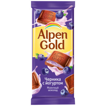 Шоколад молочный Alpen Gold с чернично-йогуртовой начинкой, 90г