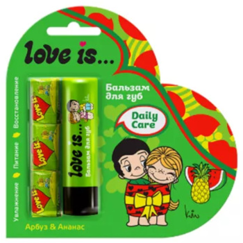 Набор «Love is» бальзам для губ арбуз-ананас 4,2г + жевательная резинка 