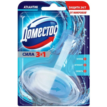 Освежитель для унитаза Domestos блок 40гр 3в1 Атлантик