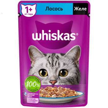 Влажный корм Вискас для кошек с лососем в желе, 75г