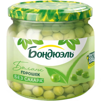 Горошек Bonduelle зелёный без сахара, 350г