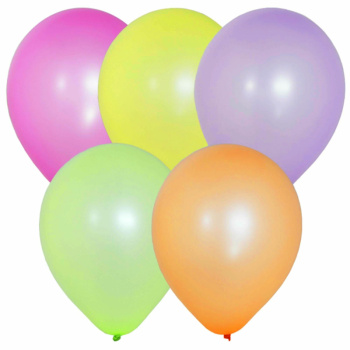 Шары ФЛУОРЕСЦЕНТНЫЕ цветные ассорти латекс 25см 10шт 1668