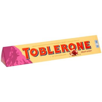 Шоколад молочный Toblerone с медово-миндальной нугой, изюмом и орехом, 100г