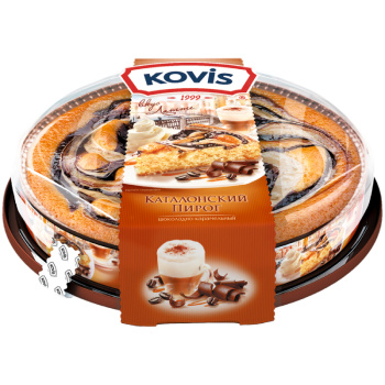 Пирог Каталонский Kovis бисквитный Шоколадно-карамельный со Сливочным кремом, 400г