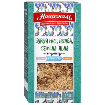 Рис бурый полба семена льна Гликоген Националь Ангстрем, 250г