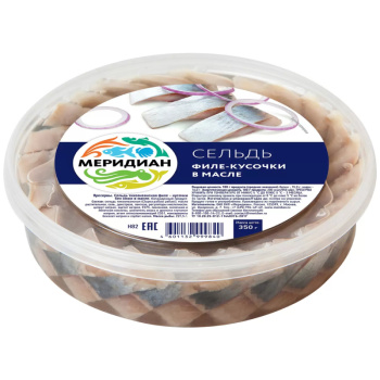 Сельдь филе-кусок в масле Меридиан, 350г