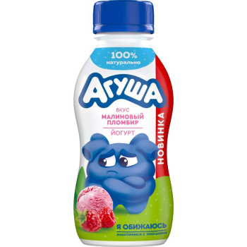 Йогурт питьевой Агуша Малиновый пломбир 2,7% БЗМЖ, 180г