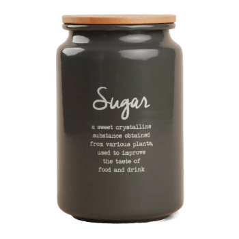 Банка для сахара Sugar Каса Перфекто, с бамбуковой крышкой, серая, 9,5×14 см, 0,9л