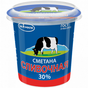 Сметана Экомилк сливочная 30%, 300г