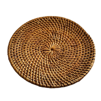 Коврик сервировочный плетёный круглый ротанг, 15х15х0,5см  