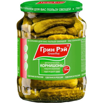 Корнишоны Green Rey 3-6см маринованные, 370мл