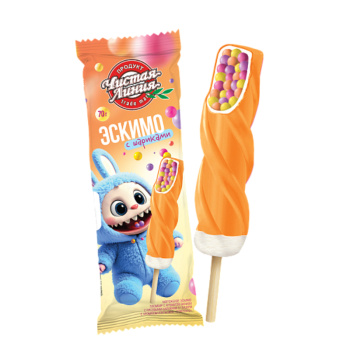 Эскимо Чистая Линия Пломбир ванильный с рисовыми шариками с ароматом апельсина СПИРОЛЛО БЗМЖ, 70г