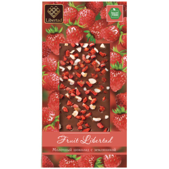Шоколад молочный Fleur Libertad с земляникой, 80г