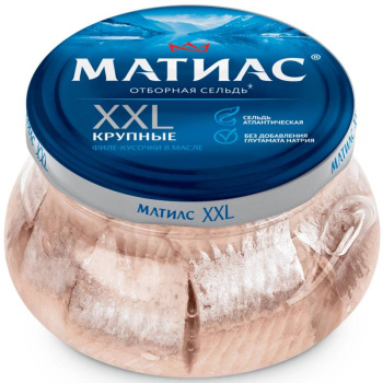 Сельдь Санта Бремор Матиас XXL отборная филе-кусочки в масле слабосолёная, 260г