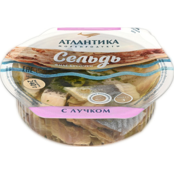 Сельдь слабосолёная филе-кусочки в масле с лучком Атлантика, 240г 