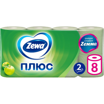 Туалетная бумага Зева-плюс Яблоко 2-х слойная, 8шт