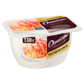 Творожный продукт Даниссимо Морожное клубничное-крем-брюле 5,7% БЗМЖ, 130г