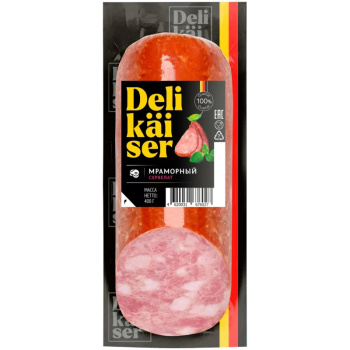 Колбаса варено-копченая Сервелат Мраморный Delikaiser, 350г