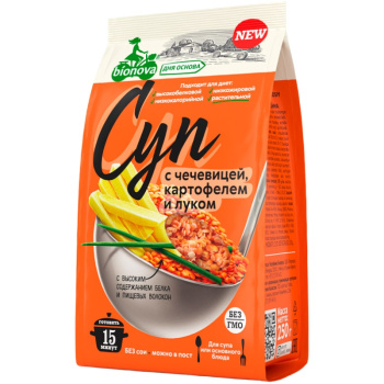 Смесь Bionova для супов с чечевицей картофелем и луком, 250г