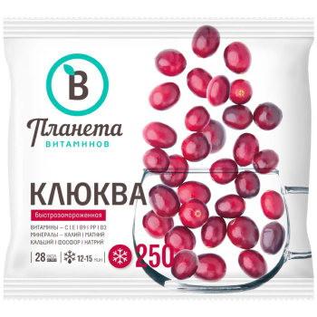 Клюква Планета Витаминов замороженная, 250г