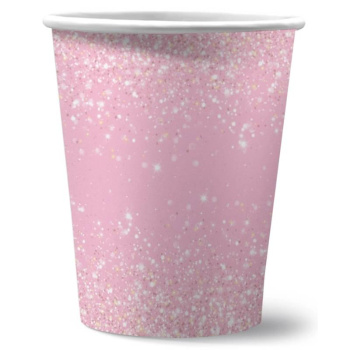 Набор бумажных стаканов Мерцающий розовый, 6 шт x 250 мл