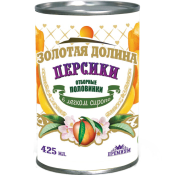 Персики Золотая Долина половинки, 425мл