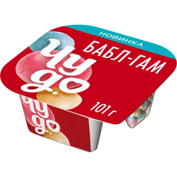 Йогурт вязкий живой Чудо Баббл-гам 4% БЗМЖ, 100г 