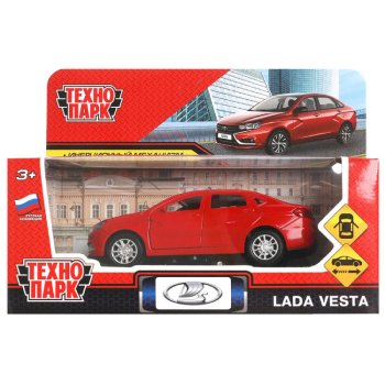 Машина металлическая LADA Vesta, 11,5см, красный, Технопарк 