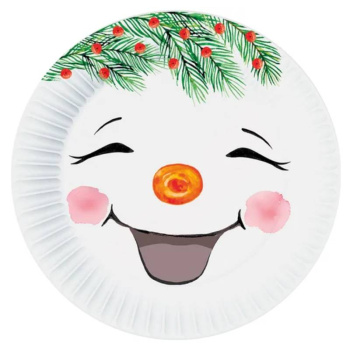 Набор бумажных тарелок Снеговички, 6 шт d 230 мм