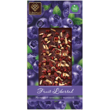Шоколад молочный Fleur Libertad с черникой, 80г