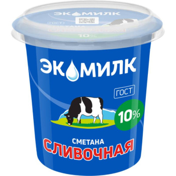 Сметана Экомилк Сливочная 10% БЗМЖ, 300г