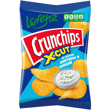Чипсы картофельные Crunchips X-Cut со вкусом сметаны и специий рифлёные, 70г