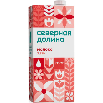 Молоко Севереая Долина 3,2% 950г ультрапастер БЗМЖ