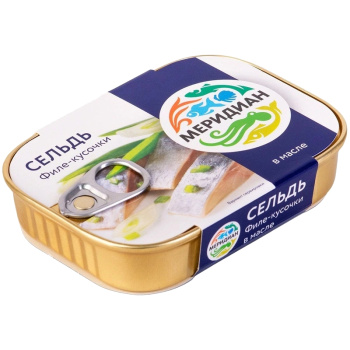 Сельдь филе-кусок в масле Меридиан, 115г