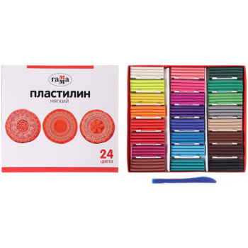 Пластилин Гамма Орнамент 24 цвета со стеком картонная упаковка, 480г