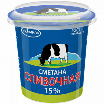 Сметана Экомилк сливочная 15%, 300г