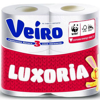 Туалетная бумага Veiro 3сл 4шт Люксория Aroma малина