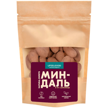Миндаль Ufeelgood в тёмном шоколаде, 60г