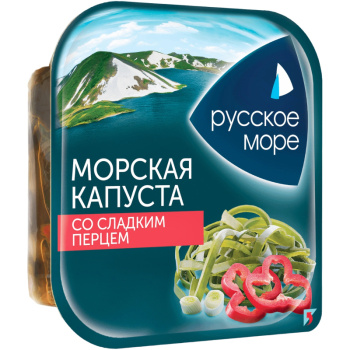 Морская капуста маринованая с луком и сладким перцем Русское море, 200г