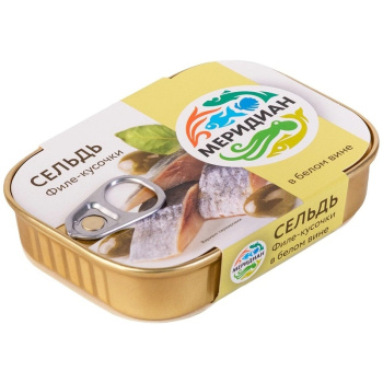 Сельдь филе-кусок в белом вине Меридиан, 115г