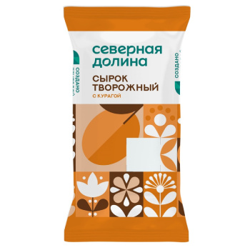 Сырок творожный Северная Долина с курагой 8% БЗМЖ, 90г