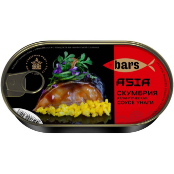 Скумбрия Барс атлантическая филе в соусе унаги, 175г