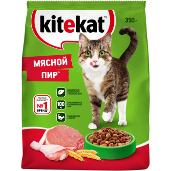 Сухой корм Kitekat для кошек мясной пир, 350г