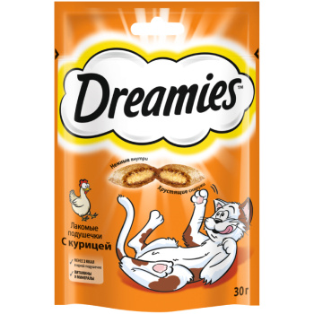 Лакомство для кошек Dreamies Подушечки с курицей, 30г