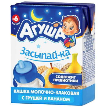 Каша Засыпайка Агуша 2,7% 200мл Молочно-злаковая с грушей и бананом БЗМЖ