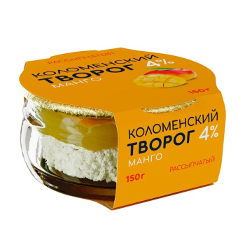 Творог Коломенский 150г 4% рассыпчатый манго стекло БЗМЖ Коломенское молоко