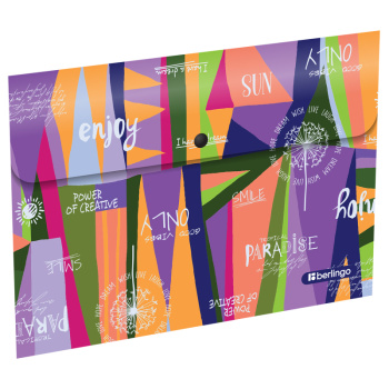 Папка-конверт на кнопке Berlingo Jumble, 330 мкм с рисунком